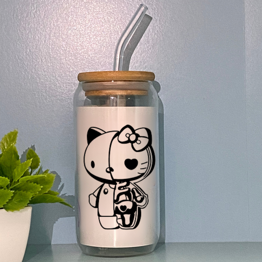 Skull Kitty Glass Cup